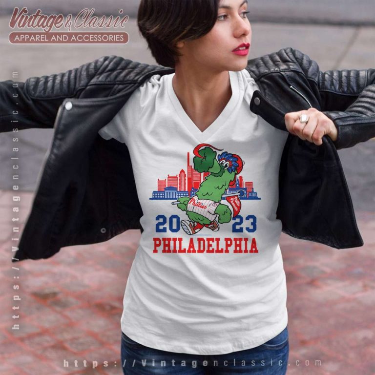 Phillies Phanatic Red October 2023 V Neck TShirt Phillies Phanatic Red October 2023 V Neck TShirt