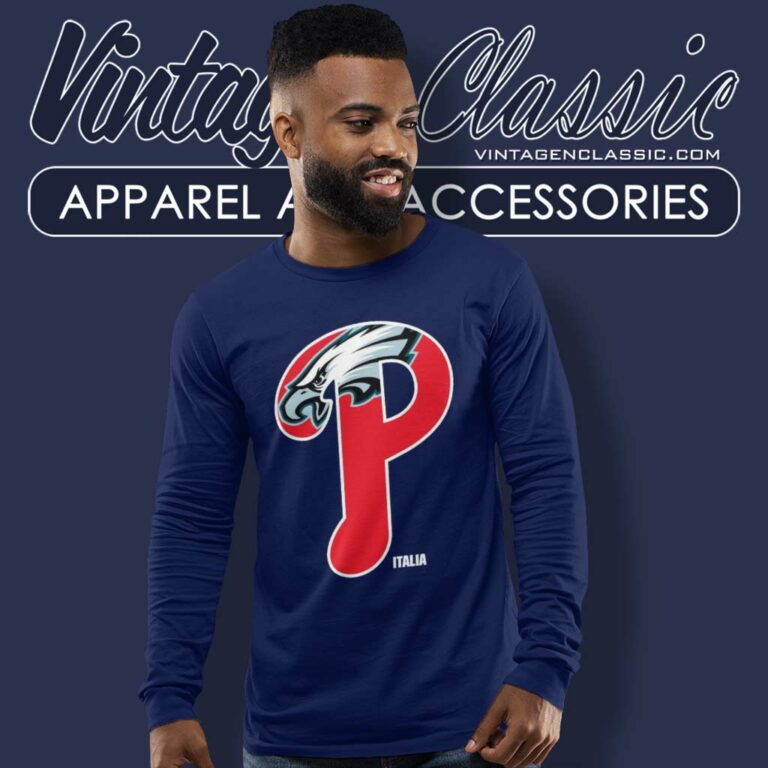 Phillies Philadelphia Eagles Italia Logo Long Sleeve Tee Phillies Philadelphia Eagles Italia Logo Long Sleeve Tee