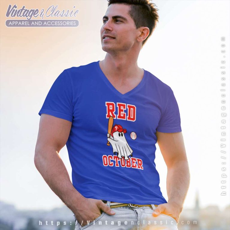 Phillies Red October Shirt Boo Halloween V Neck TShirt Phillies Red October Shirt Boo Halloween V Neck TShirt
