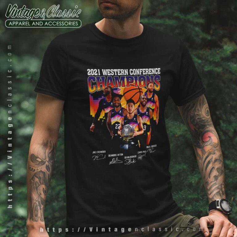 Phoenix Suns 2021 Western Conference Signatures T Shirt Phoenix Suns 2021 Western Conference Signatures T Shirt
