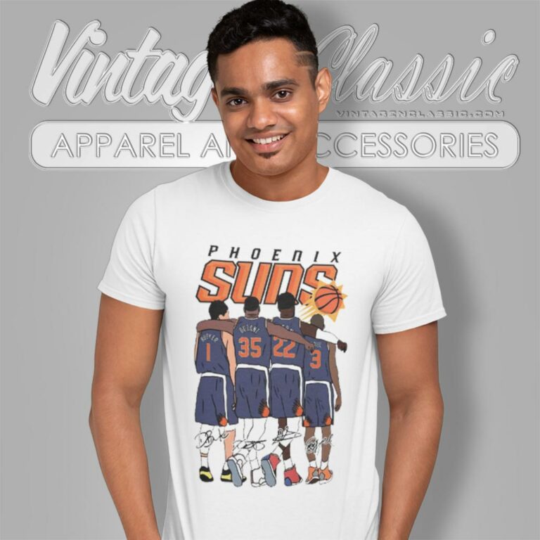 Phoenix Suns Devin Booker Kevin Durant Deandre Ayton And Chris Paul Signature T Shirt Phoenix Suns Devin Booker Kevin Durant Deandre Ayton And Chris Paul Signature T Shirt