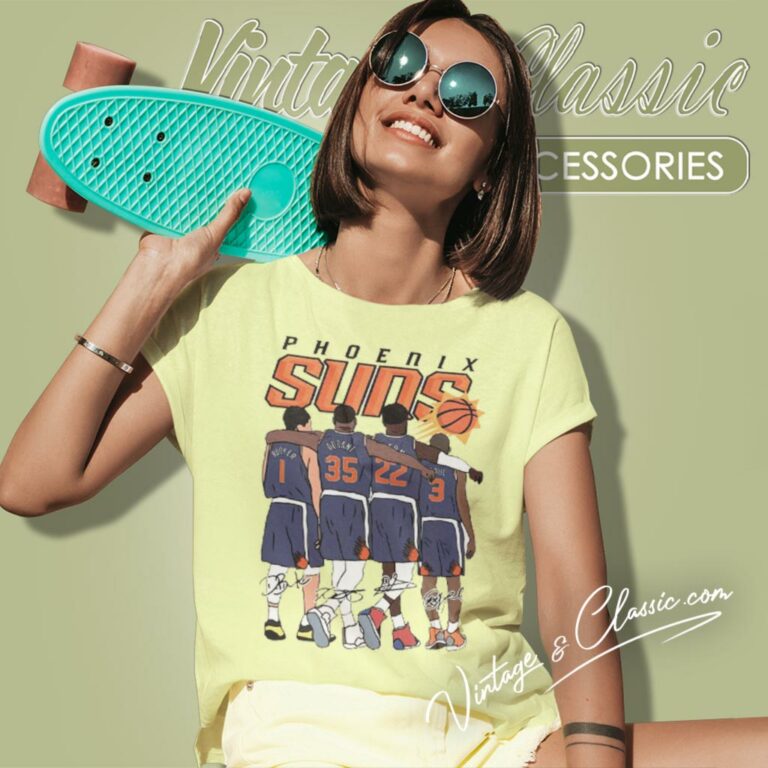 Phoenix Suns Devin Booker Kevin Durant Deandre Ayton And Chris Paul Signature Women T Shirt Phoenix Suns Devin Booker Kevin Durant Deandre Ayton And Chris Paul Signature Women T Shirt