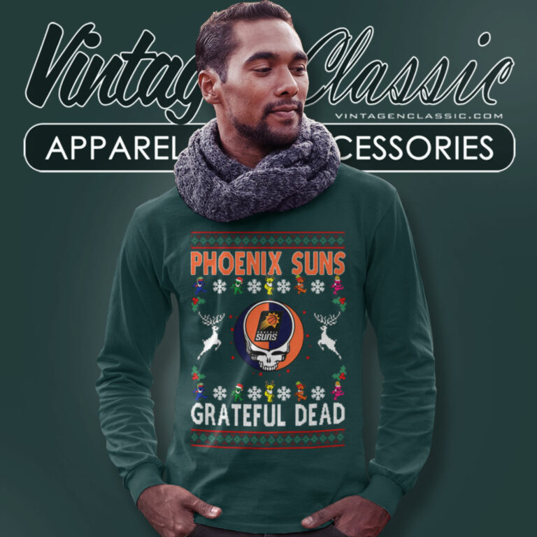 Phoenix Suns Grateful Dead Ugly Christmas Long Sleeve Tee Phoenix Suns Grateful Dead Ugly Christmas Long Sleeve Tee