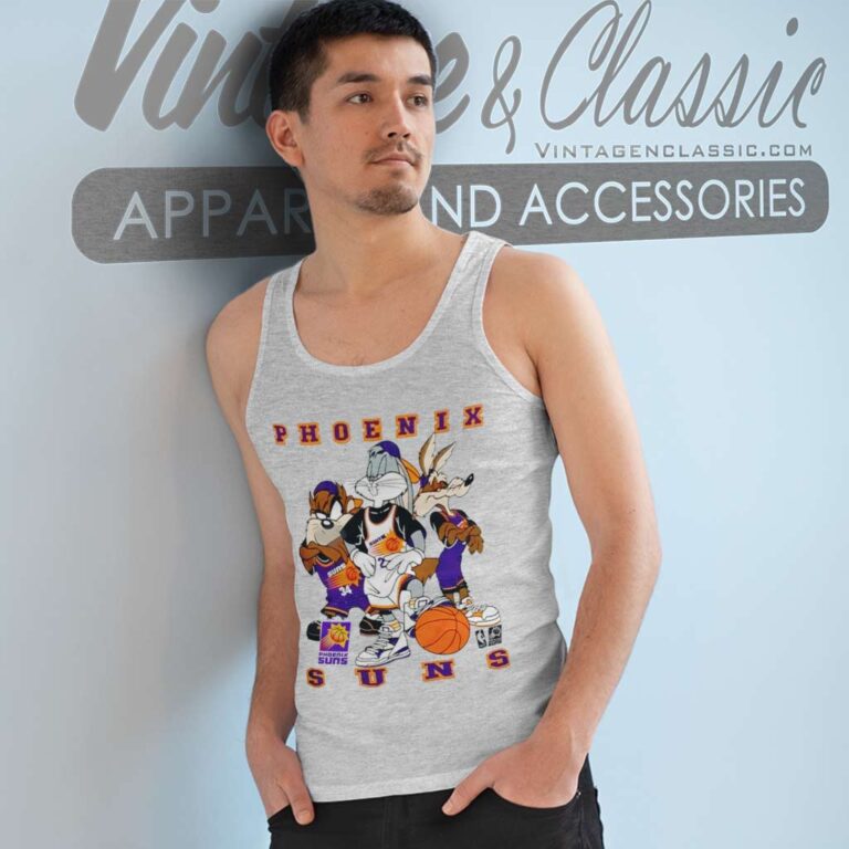 Phoenix Suns Shirt 1993 Caricature Rising Suns Tank Top Racerback Phoenix Suns Shirt 1993 Caricature Rising Suns Tank Top Racerback