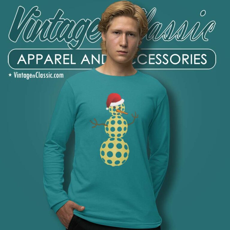 Pickleball Christmas Shirt Funny Pickleball Snowman Long Sleeve Tee Pickleball Christmas Shirt Funny Pickleball Snowman Long Sleeve Tee