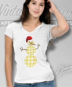 Pickleball Christmas Shirt Funny Pickleball Snowman 4 Pickleball Christmas Shirt Funny Pickleball Snowman V Neck TShirt