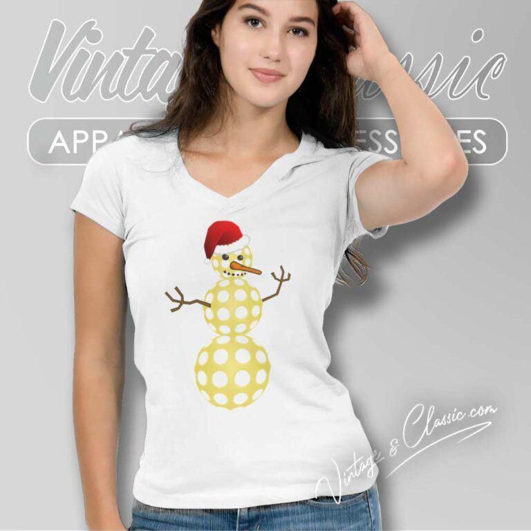 Pickleball Christmas Shirt Funny Pickleball Snowman V Neck TShirt Pickleball Christmas Shirt Funny Pickleball Snowman V Neck TShirt