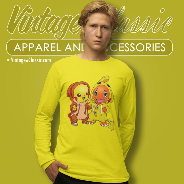 Pikachu And Charmander Best Friends Long Sleeve Tee Pikachu And Charmander Best Friends Long Sleeve Tee