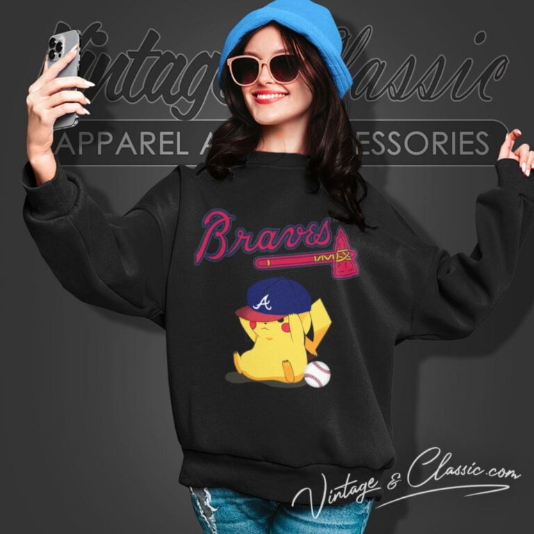 Pikachu Baseball Atlanta Braves Sweatshirt Pikachu Baseball Atlanta Braves Sweatshirt