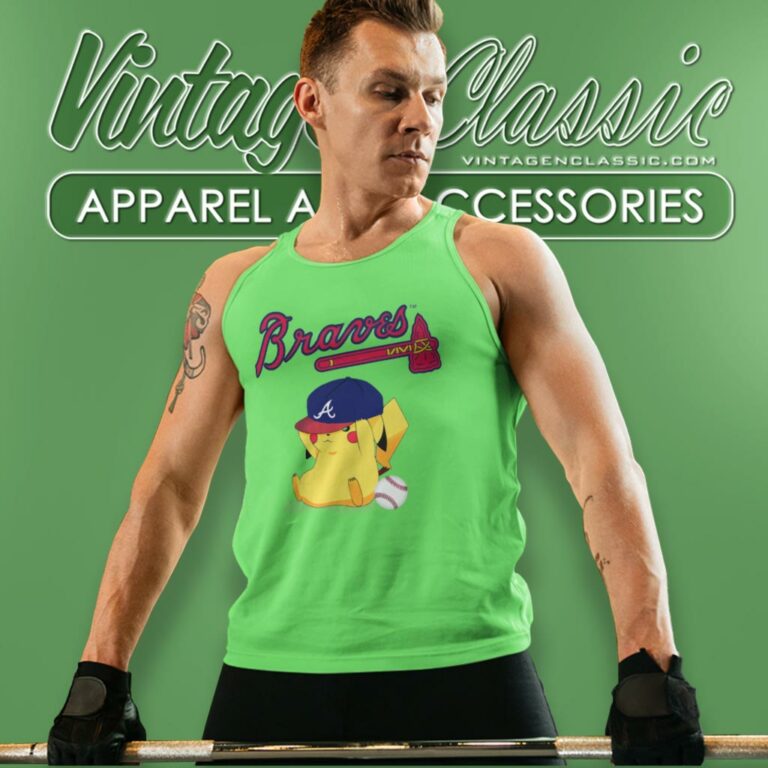 Pikachu Baseball Atlanta Braves Tank Top Racerback Pikachu Baseball Atlanta Braves Tank Top Racerback