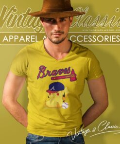 Pikachu Baseball Atlanta Braves Shirt 5 Pikachu Baseball Atlanta Braves V Neck TShirt