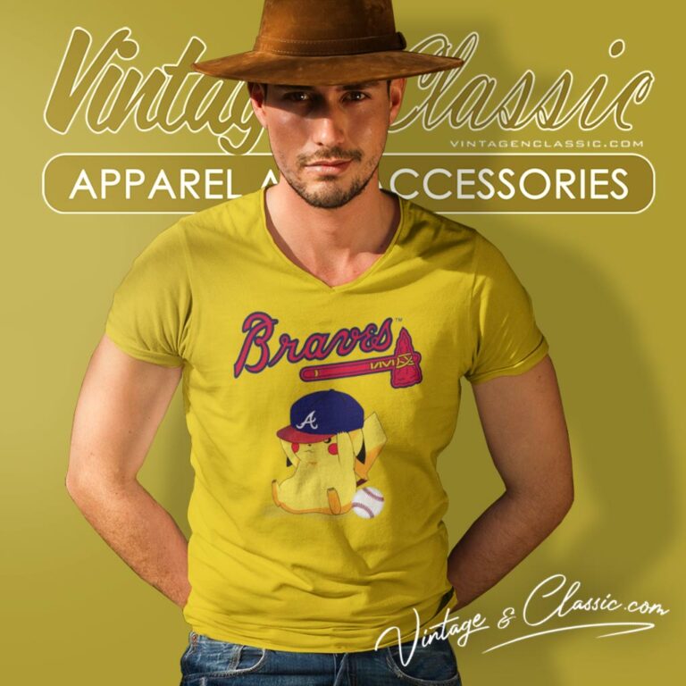 Pikachu Baseball Atlanta Braves V Neck TShirt Pikachu Baseball Atlanta Braves V Neck TShirt