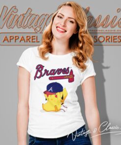 Pikachu Baseball Atlanta Braves Shirt 6 Pikachu Baseball Atlanta Braves Women T Shirt