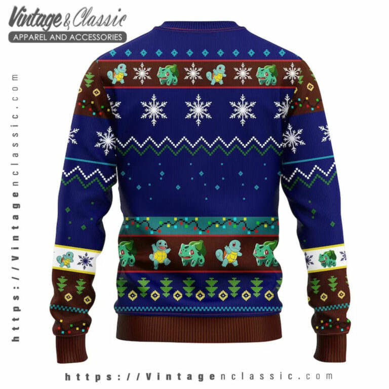 Pikachu Bulbasaur Squirtle Ugly Christmas Sweater back Ugly Sweater Pikachu Bulbasaur Squirtle Ugly Christmas Sweater back Ugly Sweater
