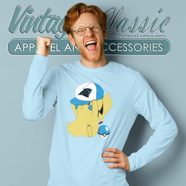 Pikachu Carolina Panthers Fans Nfl Long Sleeve Tee Pikachu Carolina Panthers Fans Nfl Long Sleeve Tee