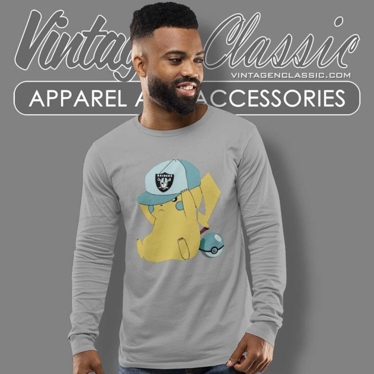 Pikachu Fan Las Vegas Raiders Long Sleeve Tee Pikachu Fan Las Vegas Raiders Long Sleeve Tee