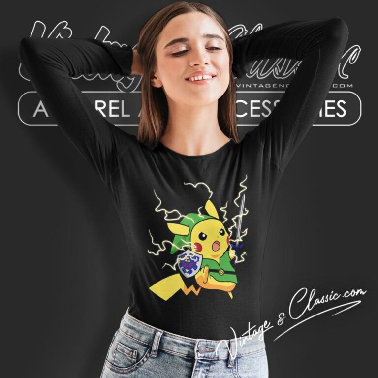 Pikachu Link Zelda Cosplay Long Sleeve Tee Pikachu Link Zelda Cosplay Long Sleeve Tee