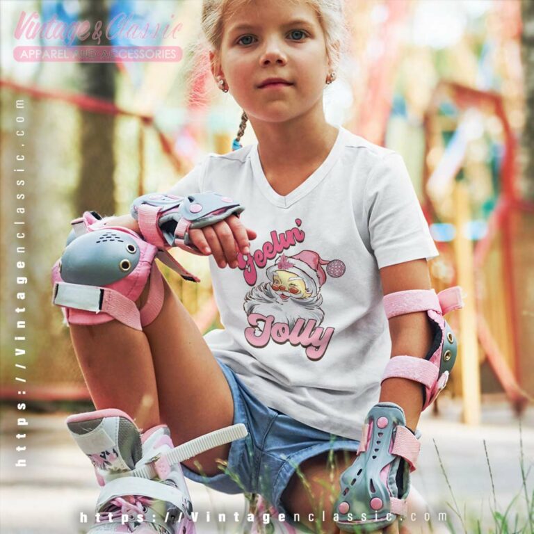 Pink Christmas Feeling Jolly kids Vneck Pink Christmas Feeling Jolly kids Vneck