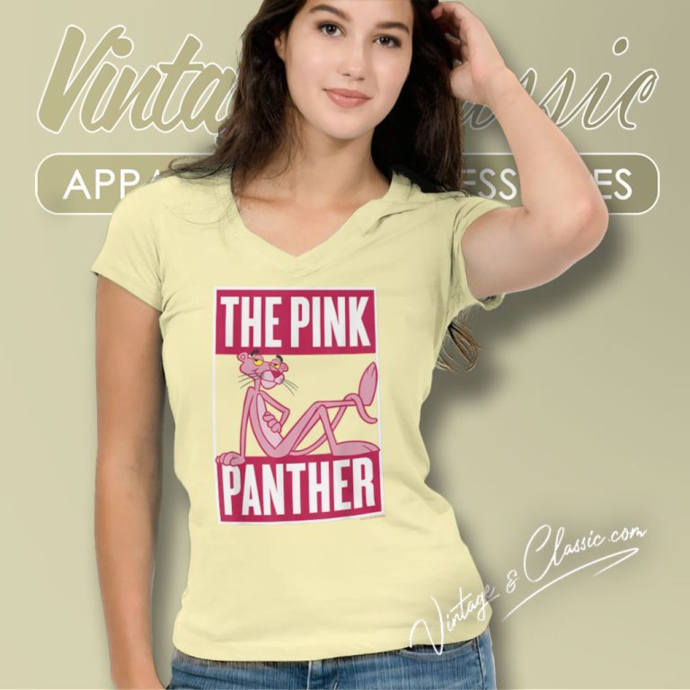Pink Panther Logo Portrait V Neck TShirt Pink Panther Logo Portrait V Neck TShirt
