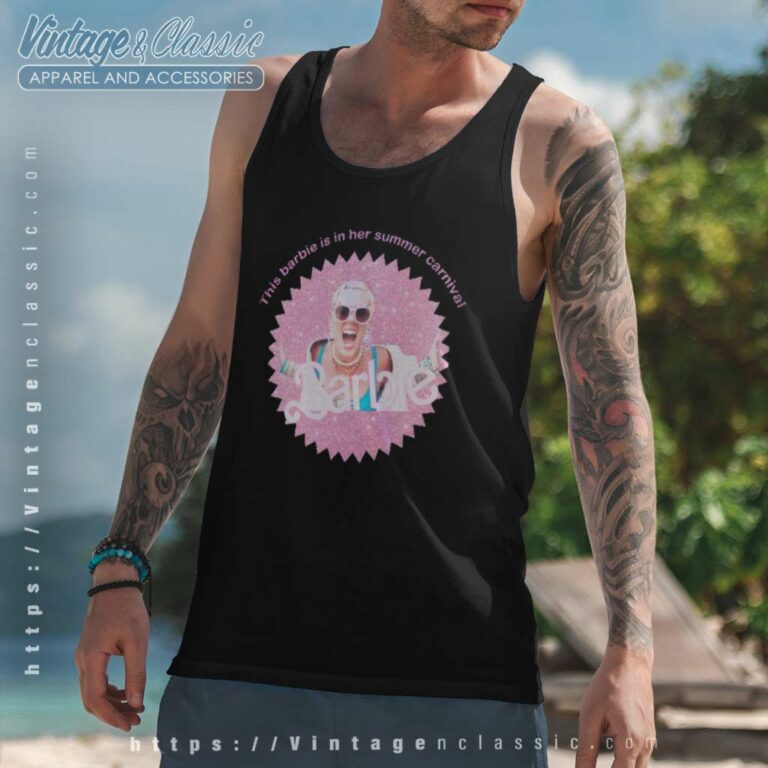 Pink Shirt Barbie Is In Her Summer Carnival Tank Top Racerback Pink Shirt Barbie Is In Her Summer Carnival Tank Top Racerback