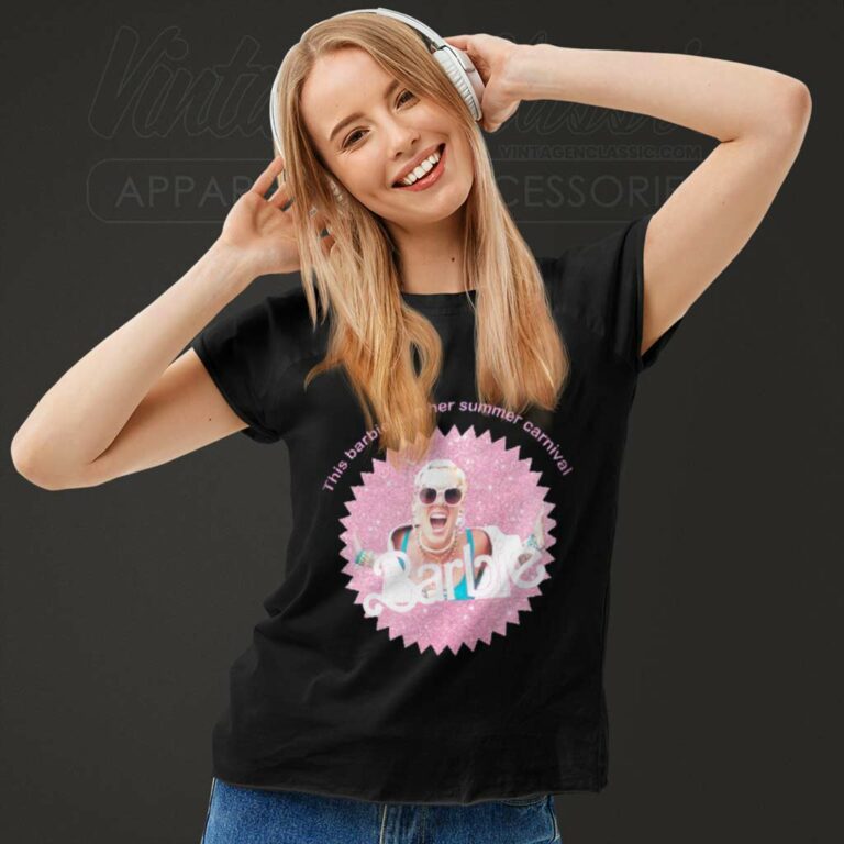 Pink Shirt Barbie Is In Her Summer Carnival Women TShirt Pink Shirt Barbie Is In Her Summer Carnival Women TShirt