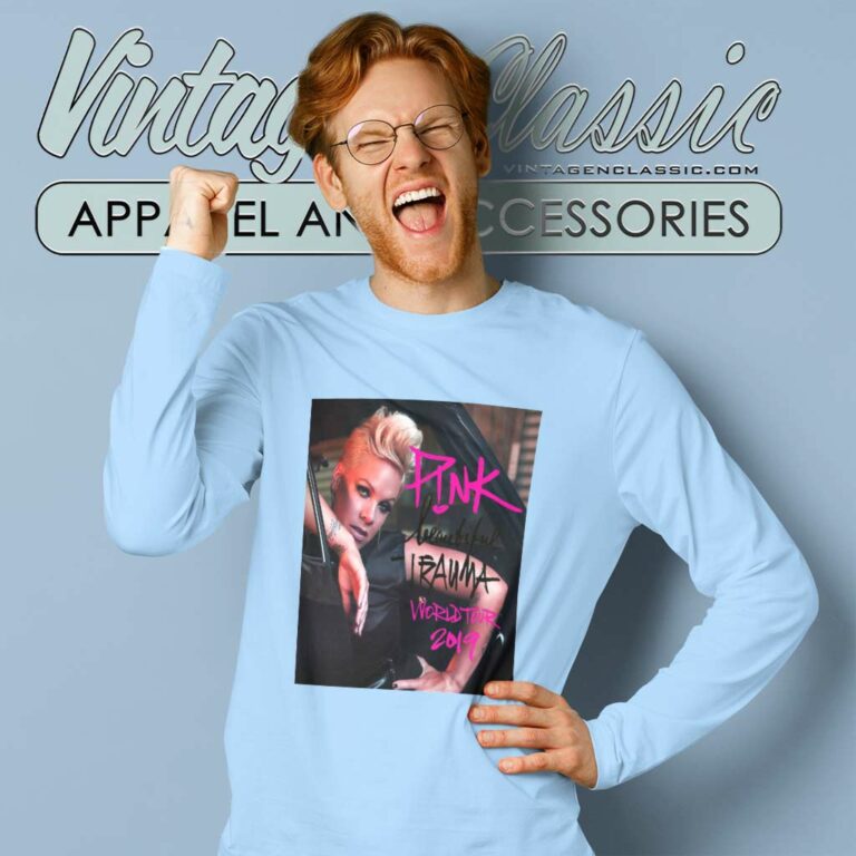 Pink Shirt Beautiful Trauma World Tour Poster Long Sleeve Tee Pink Shirt Beautiful Trauma World Tour Poster Long Sleeve Tee