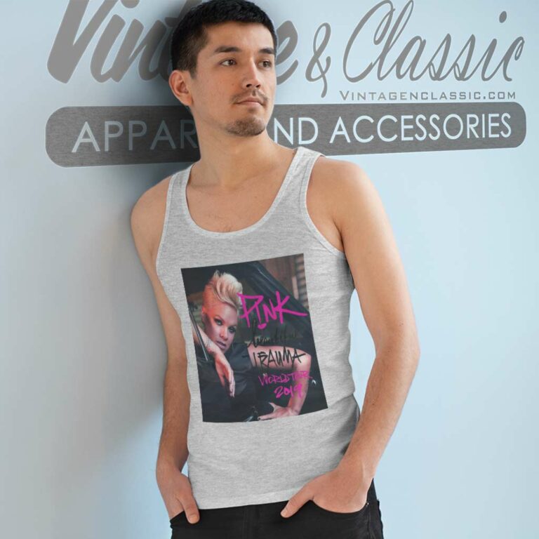 Pink Shirt Beautiful Trauma World Tour Poster Tank Top Racerback Pink Shirt Beautiful Trauma World Tour Poster Tank Top Racerback