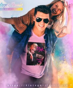 Pink Shirt Beautiful Trauma World Tour Poster 5 Pink Shirt Beautiful Trauma World Tour Poster V Neck TShirt