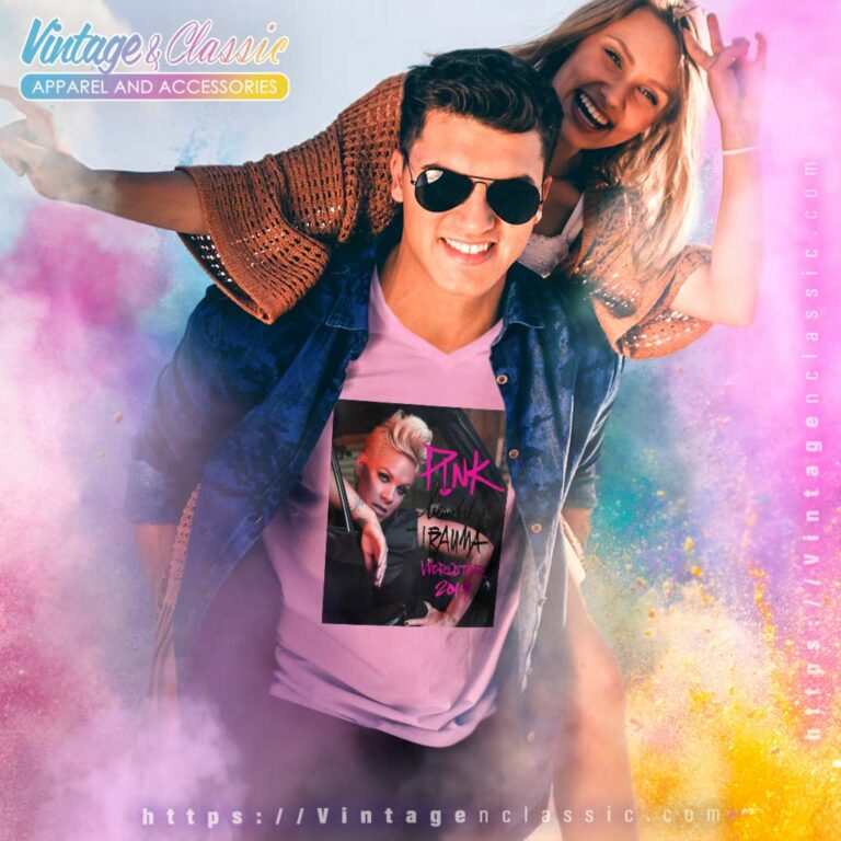 Pink Shirt Beautiful Trauma World Tour Poster V Neck TShirt Pink Shirt Beautiful Trauma World Tour Poster V Neck TShirt