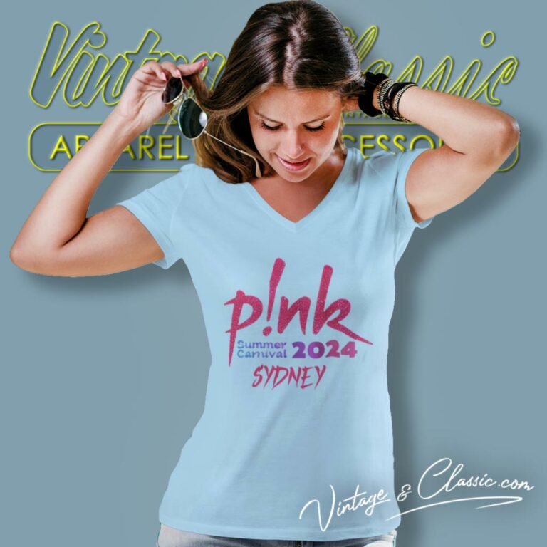 Pink Shirt Concert Summer Carnival 2024 Australia V Neck TShirt Pink Shirt Concert Summer Carnival 2024 Australia V Neck TShirt
