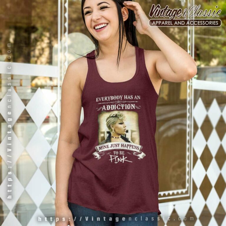 Pink Shirt Everybody Has An Addiction Tank Top Racerback Pink Shirt Everybody Has An Addiction Tank Top Racerback