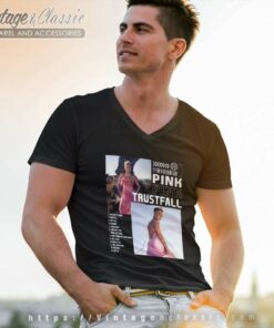 Pink Shirt Trustfall Tour Digital Ticket 5 Pink Shirt Trustfall Tour Digital Ticket V Neck TShirt