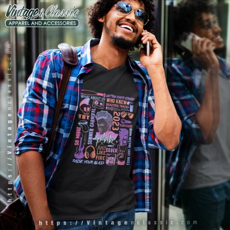 Pink Tours Memories V Neck TShirt Pink Tours Memories V Neck TShirt