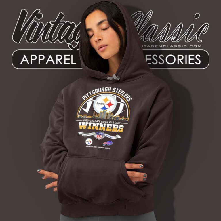 Pittsburgh Steelers 2023 2024 Afc Super Wild Card Winners Skyline Nfl Playoffs Divisional Hoodie Pittsburgh Steelers 2023 2024 Afc Super Wild Card Winners Skyline Nfl Playoffs Divisional Hoodie