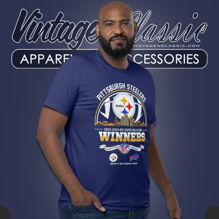 Pittsburgh Steelers 2023 2024 Afc Super Wild Card Winners Skyline Nfl Playoffs Divisional T Shirt Pittsburgh Steelers 2023 2024 Afc Super Wild Card Winners Skyline Nfl Playoffs Divisional T Shirt