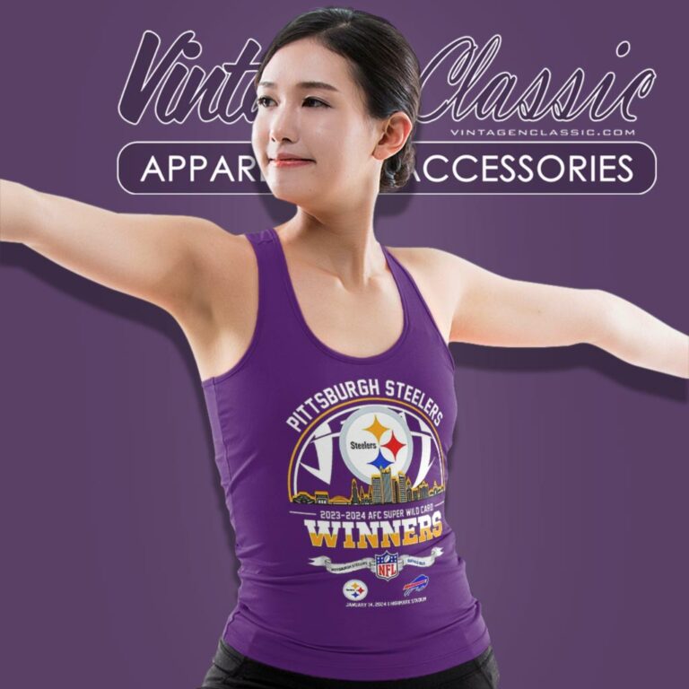 Pittsburgh Steelers 2023 2024 Afc Super Wild Card Winners Skyline Nfl Playoffs Divisional Tank Top Racerback Pittsburgh Steelers 2023 2024 Afc Super Wild Card Winners Skyline Nfl Playoffs Divisional Tank Top Racerback