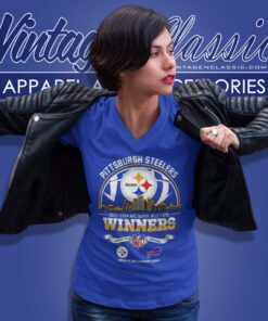 Pittsburgh Steelers 2023 2024 Afc Super Wild Card Winners Skyline Nfl Playoffs Divisional V Neck TShirt