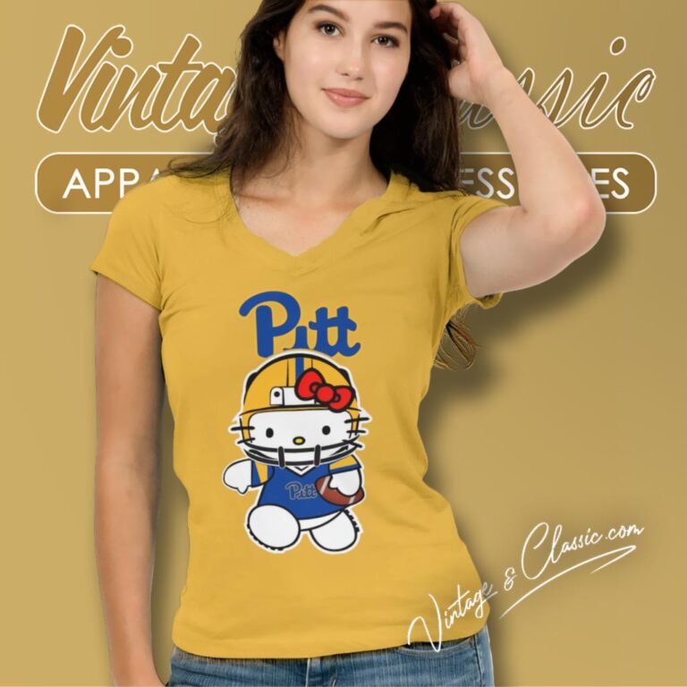 Pittsburgh Panthers Hello Kitty V Neck TShirt Pittsburgh Panthers Hello Kitty V Neck TShirt