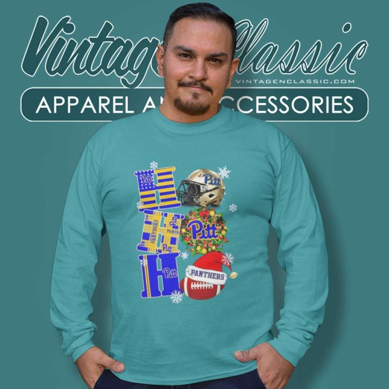 Pittsburgh Panthers Ho Ho Ho Ncaa Christmas Long Sleeve Tee Pittsburgh Panthers Ho Ho Ho Ncaa Christmas Long Sleeve Tee