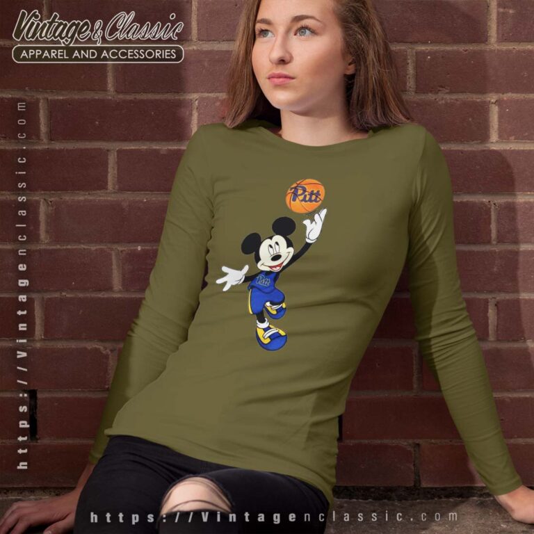 Pittsburgh Panthers Mickey Basketball NCAA March Madness Longsleeves Pittsburgh Panthers Mickey Basketball NCAA March Madness Longsleeves