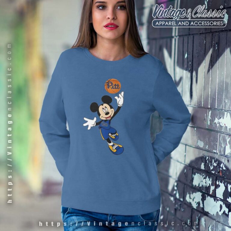 Pittsburgh Panthers Mickey Basketball NCAA March Madness Sweetshirt Pittsburgh Panthers Mickey Basketball NCAA March Madness Sweetshirt