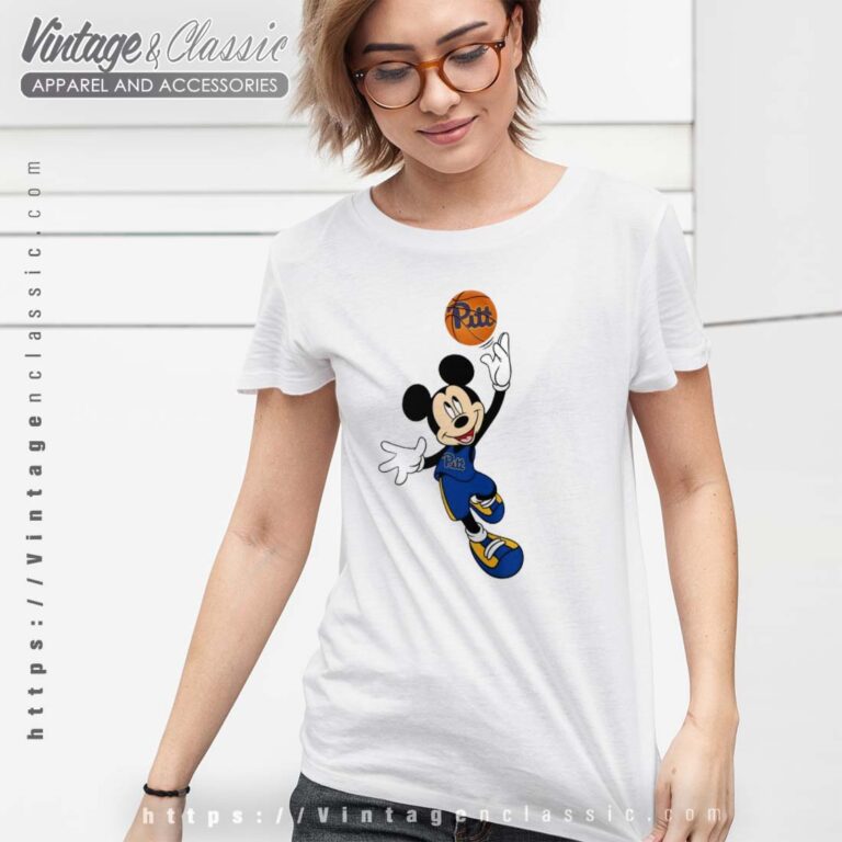 Pittsburgh Panthers Mickey Basketball NCAA March Madness Tshirt Women Pittsburgh Panthers Mickey Basketball NCAA March Madness Tshirt Women