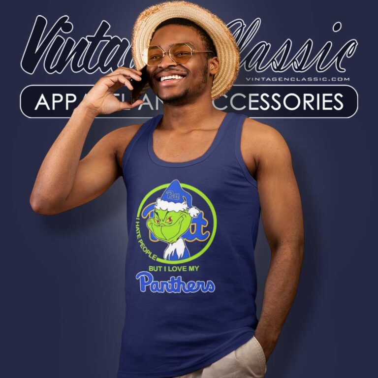 Pittsburgh Panthers Ncaa Christmas Grinch Shirt I Hate People But I Love My Panthers Tank Top Racerback Pittsburgh Panthers Ncaa Christmas Grinch Shirt I Hate People But I Love My Panthers Tank Top Racerback