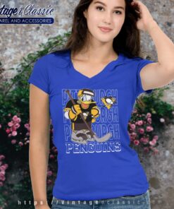 Pittsburgh Penguins Donald Duck Hockey Shirt V Neck TShirt