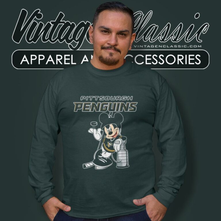Pittsburgh Penguins Mickey Ice Hockey Long Sleeve Tee Pittsburgh Penguins Mickey Ice Hockey Long Sleeve Tee