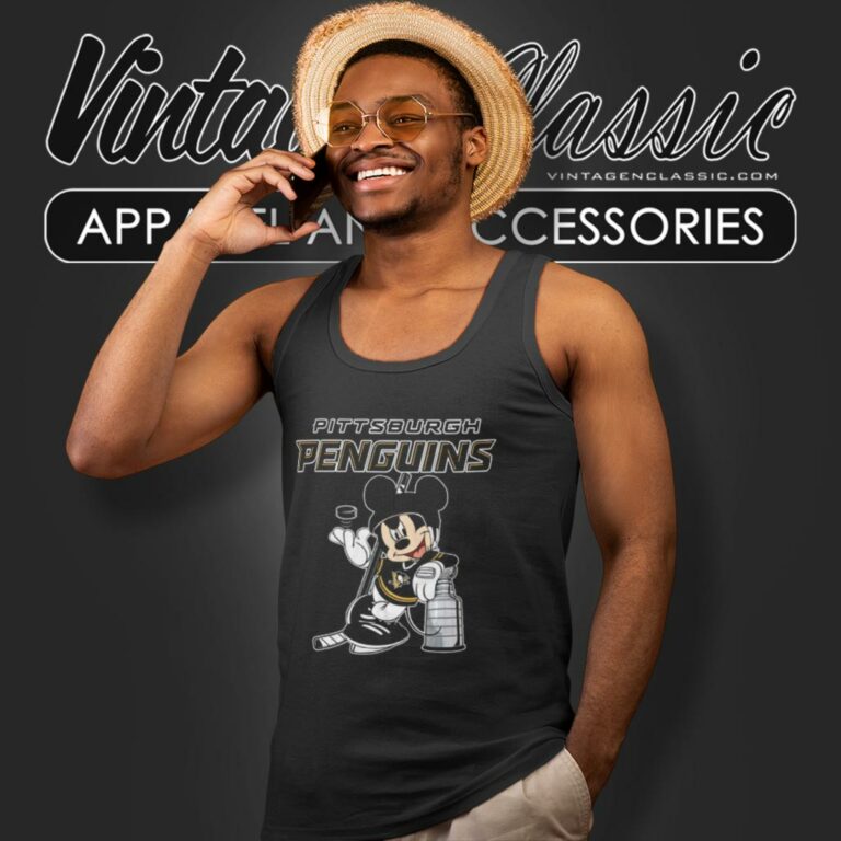 Pittsburgh Penguins Mickey Ice Hockey Tank Top Racerback Pittsburgh Penguins Mickey Ice Hockey Tank Top Racerback