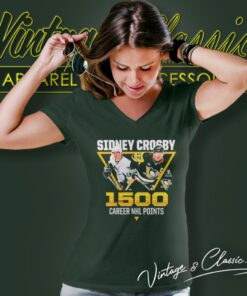 Pittsburgh Penguins Shirt Sidney Crosby 1500 Career Nhl Points V Neck TShirt