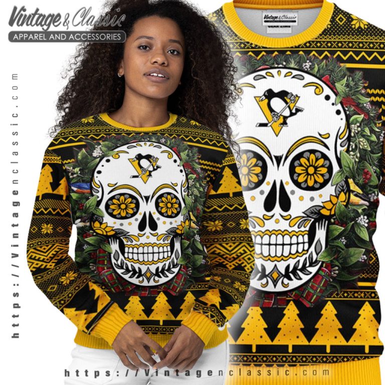 Pittsburgh Penguins Skull Ugly Christmas Sweater Women Ugly Sweater Pittsburgh Penguins Skull Ugly Christmas Sweater Women Ugly Sweater