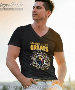 Pittsburgh Steelers All Time Greats Players Signatures V Neck TShirt