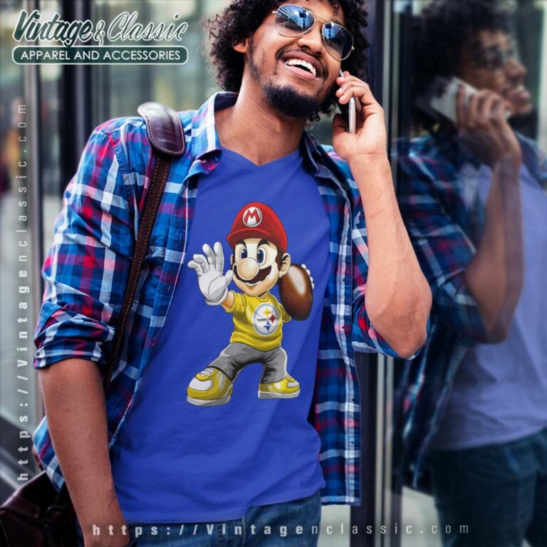 Pittsburgh Steelers American Football Team Mario Nintendo V Neck TShirt Pittsburgh Steelers American Football Team Mario Nintendo V Neck TShirt